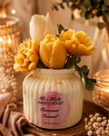 Cinnamon Caramel Floral Wax Melt in Marbled Vase